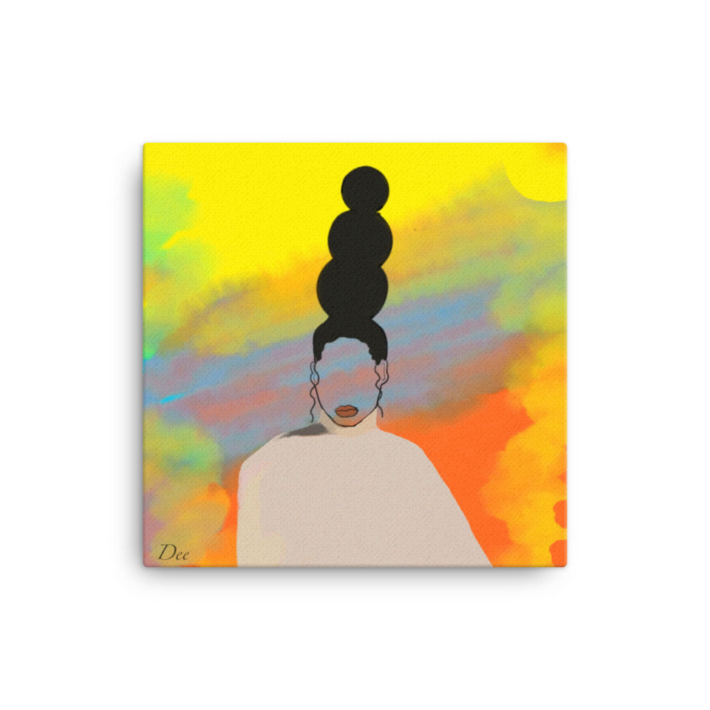 Painting of a women's silhouette in a turtleneck sweater.
